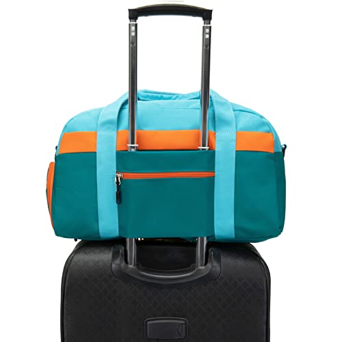 HawLander Kids Duffle Bag for Boys or Girls, Fit School Practice, or Overnight Travel (Blue Green)4