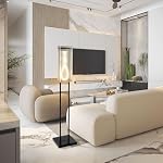 63-inch Modern Floor Lamp, 3000K 12W Lighting with Glass Lampshade, Industrial Style LED - Matte Black Finish - Image 5
