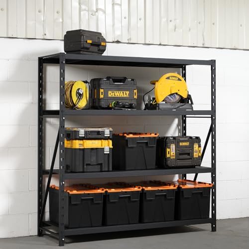 Black Heavy Duty Industrial Racking With Metal Shelves 1830mm H x ...