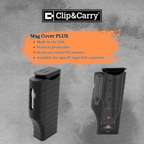 Clip & Carry Storage & Carrying Case That Acts as a Dust Cover & Projectile Protector Plus Edition which Holds a Byrna Magazine & Spare 8 gm Cartridge Compatible with the Byrna HD, SD, EP Launcher