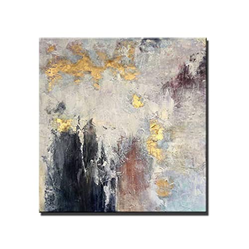 Peinture sur toile 80x80cm art abstrait moderne sans cadre pour decoration murale