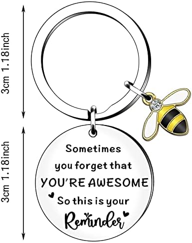HULALA Somtimes You Forget You are Awesome Gift Inspirational Bee Keyring Keychain Gifts for Women Girls Men Boys Best Friend Birthday Christmas