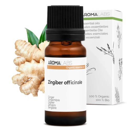 Jengibre BIO (Zingiber officinale) - 10 mL - Aceite Esencial Quimiotipado y Certificado AB - Digestión & Mareos - Aroma Labs