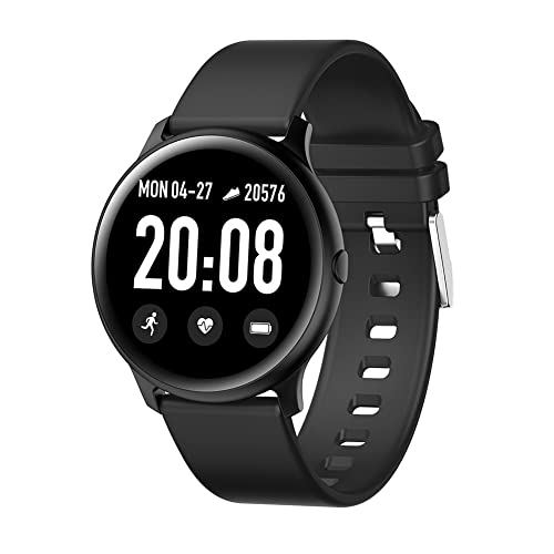 JANXLE Reloj Inteligente con Pantalla táctil Completa de 1,3 Pulgadas para Mujeres Hombres Pareja Reloj de Ejercicios a Prueba de Agua Monitor de sueño podómetro para Android iOS (Negro)