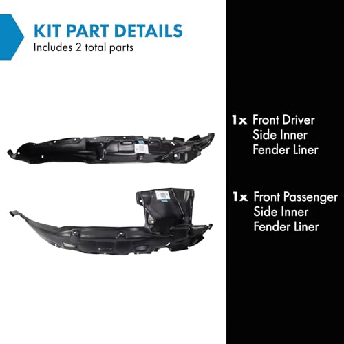 Image of TRQ Front Driver and Passenger Side Inner Fender Liner Set Compatible with 2000-2006 Toyota Tundra