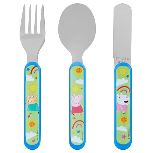 Peppa Pig 2 Kids Cutlery Set by Polar Gear - 3pc Childrens Cutlery Set Peppa Gifts for Girls & Boys| Peppa Pig Gifts - Made from Food-Safe Stainless Steel & ABS Plastic - 36 Months Up