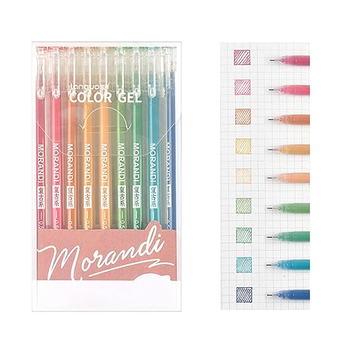 Set de 9 bolígrafos gel multicolor punta fina 0.5mm