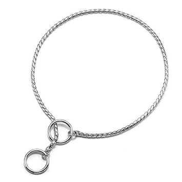 PSK PET MART Stainless Steel Dog Choke Chain Collar, Puppy Metal Snake Chain Slip Collar Pet Titan Training Walking Choker (Silver;20.0