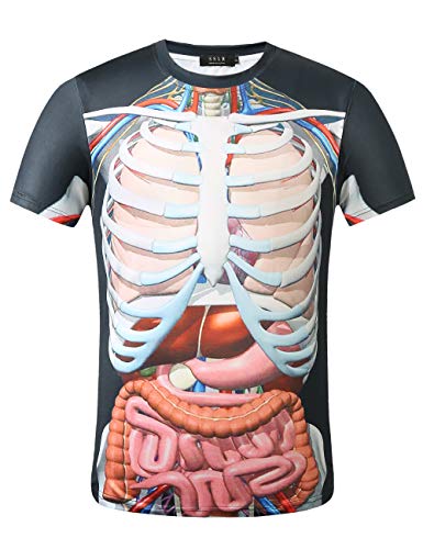 Sslr-Mens-Halloween-Shirts-Short Sleeve Halloween T-Shirts Skeleton Shirt Pumpkins Fun Crewneck Casual (Medium, Black) #TOP21