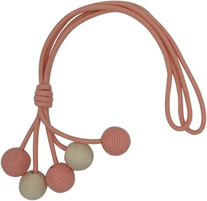 Curtain Hanging Ball Tie Cute Cotton Living Room Soft Decoration Rope Strap(Black)