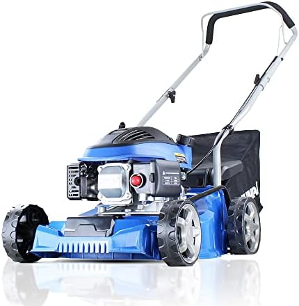 Hyundai 16"/40cm 79cc Petrol Lawnmower, 6 Adjustable Cutting Heights, 40l Grass Collector Bag, Foldable Handles, 19kg, Includes 600ml Sa30 Oil & 3 Year Warranty
