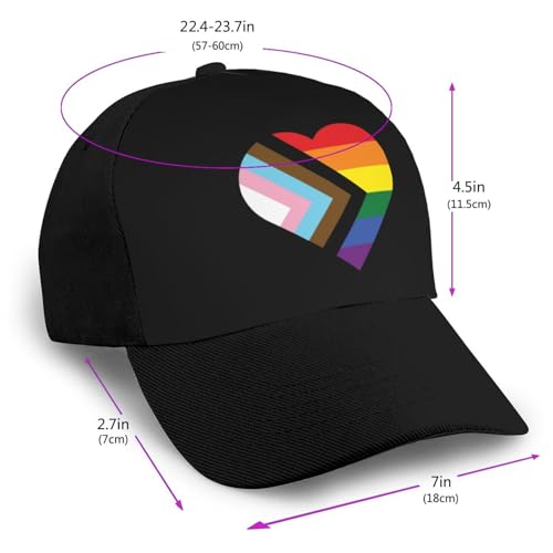 LGBT Rainbow and Transgender Pride Flag Heart Unisex Classic Adjustable Curved Brim Baseball Cap, Trucker Hat2