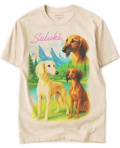 Saluki Vintage Tshirt for Dog Mom & Dad 100% Natural Undyed Cotton for Men & Women