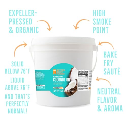 BetterBody Foods Refined Organic Coconut Oil with Neutral Flavor and Aroma, Non-GMO, Cooking Oil, 1 Gallon - Image 4