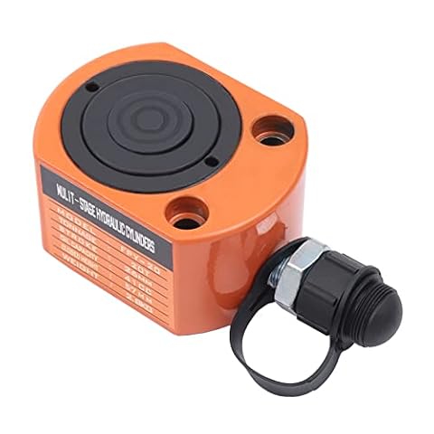 Qussse Cylinder hydrauliczny 20T, wielostopniowy cylinder z krótkim skokiem, skok 50 mm, wysokość własna 57 mm, cylinder hydrauliczny do elektryczności, mostów i maszyn