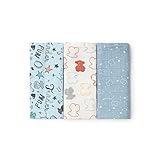 3 Mini gasas de 38x38 cm. TOUS BABY - Set 3 Mini Muselinas, para tu Bebé. Medidas 38x38 cm. (0 a 36 Meses) (MMuse-1502 Celeste)