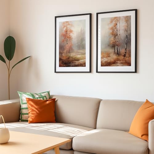 Image of COLOSSAL ART HOUSE Wall Art Set of 2 - 10x13 inch Framed Paintings for Living Room, Bedroom & Home Decor - Modern Wall Decoration for Interior Spaces, Aesthetic & Stylish Design Magenta