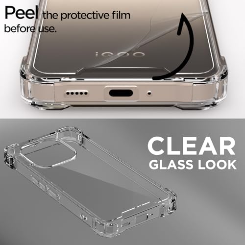 Image of Pikkme Back Cover for iQOO Neo 10 5G / Vivo Y300 GT 5G PC + TPU Clear Transparent Raised Edges Shockproof Protective Phone Bumper Case(Transparent)