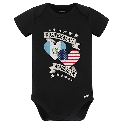 Really Awesome Shirts Guatemalan American Heart Flags Guatemala America Baby Bodysuit (Black)