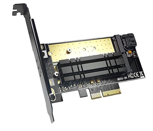 MICRO CONNECTORS M.2 NVMe + M.2 SATA 80mm SSD PCIe x4 Adapter with Heat Sink (PCIE-M20802HS) - Thumbnail 2