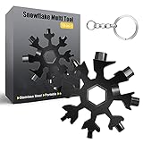 Snowflake Multi Tool, 1PCS 18 in 1 Snowflake Tool Stainless Steel Snowflake Handy Tool with Keyring (Black)
