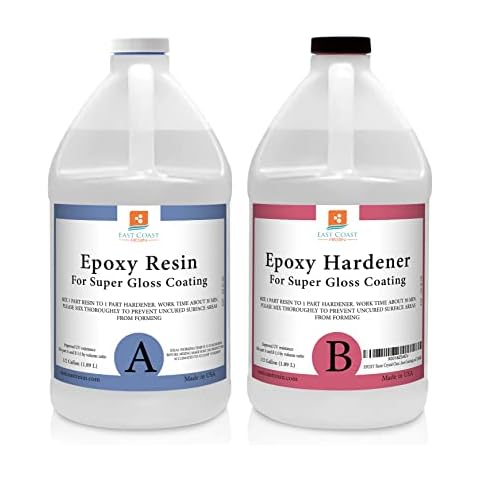 EPOXY Resin Crystal Clear 1 Gallon Kit | 1:1 Resin and Hardener for Super Gloss Coating | for Bars, Outdoor Table Top, Countertop, Art | Safe for Use on Wood, Metal, Stone, Plastic, Marine Sealer Cover