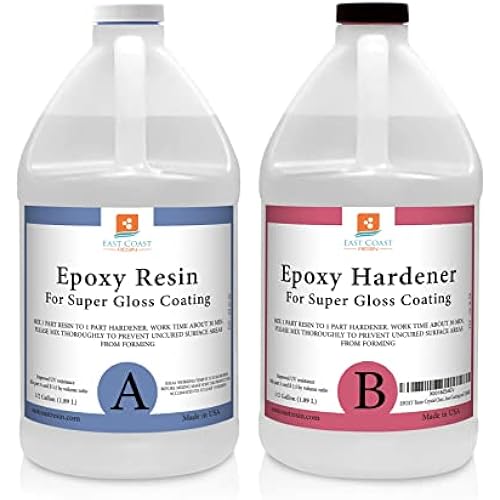 EPOXY Resin Crystal Clear 1 Gallon Kit | 1:1 Resin and Hardener for Super Gloss Coating | for Bars, Outdoor Table Top, Countertop, Art | Safe for Use on Wood, Metal, Stone, Plastic, Marine Sealer