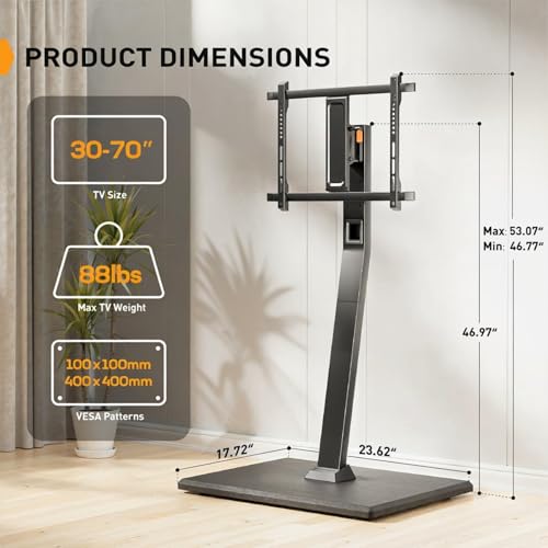 Image of Perlegear Rolling TV Stand with Power Outlet for 30-70 inch TVs, 88 lbs