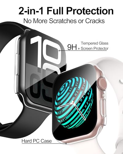 Smiling 2 Pack Case Compatible with Apple Watch Series 11 (2025)/Series 10 42mm with Tempered Glass Screen Protector, Hard PC Case Scratch-Resistant Overall Protective Cover- Transparent