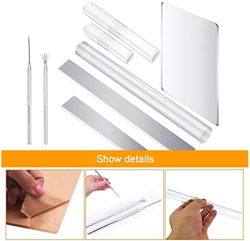 Gukasxi 48 Pieces Clay DIY Tool Set, Acrylic Clay Roller, Acrylic Sheet, Clay Needles Tool, Blades, 40 Pieces Circle Polymer Clay Cutters Mold, Plastic Polymer Clay Shaping Tool for DIY Craft