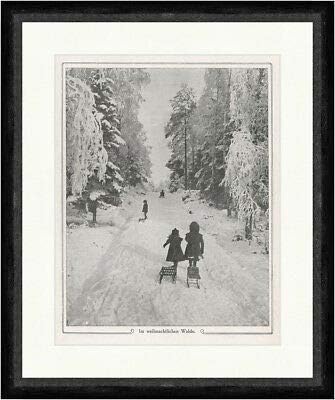 Kunstdruck Im Weihnachtsliche Walde 1909 Winter Sledge Snow Sport F_Vintage 00282