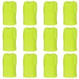 AUYAO Fussballtraining Leibchen Fubball Kinder 12PC Mesh Trimmage Trainingsleibchen Fußball Trainingsweste Herren Sport Markierungshemd Damen Westen Fussball Volleyball Basketball Teamtraining M,Grün