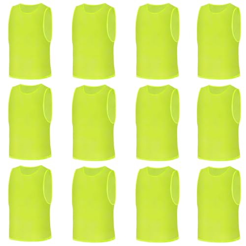 AUYAO Fussballtraining Leibchen Fubball Kinder 12PC Mesh Trimmage Trainingsleibchen Fußball Trainingsweste Herren Sport Markierungshemd Damen Westen Fussball Volleyball Basketball Teamtraining M,Grün