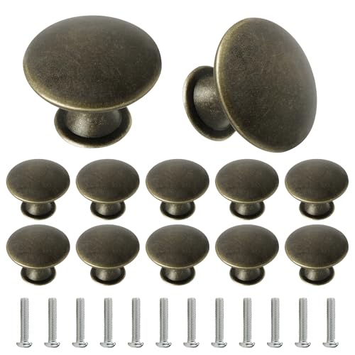 YSDMY Pomo Puerta Armario 12 Piezas Pomos y Tiradores 30mm Tiradores Armarios,Tiradores Cajones Vintage Pomos para Armario Tiradores para Cajone (Bronce+25mm Tornillos)