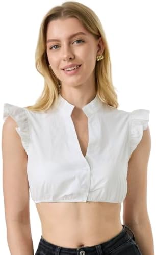 LINUCKER Dirndl Bluse Damen Flügelärmel Dirndlbluse V Ausschnitt Trachtenbluse Weiß Kurzarm Dirndlblusen Elegante Spitzenbluse Oktoberfest Tracht Blusen