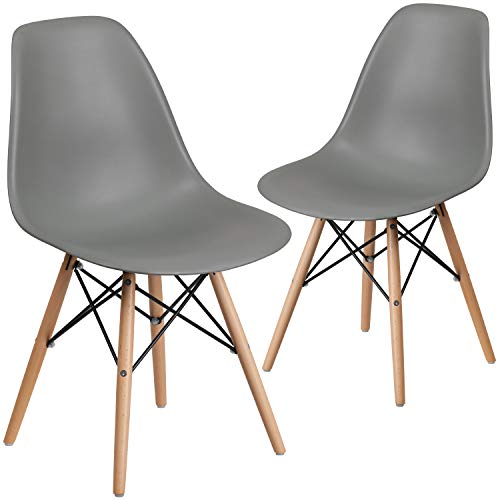 Flash Furniture 2 Pack Elon Series Moss Gray Plastic Chair