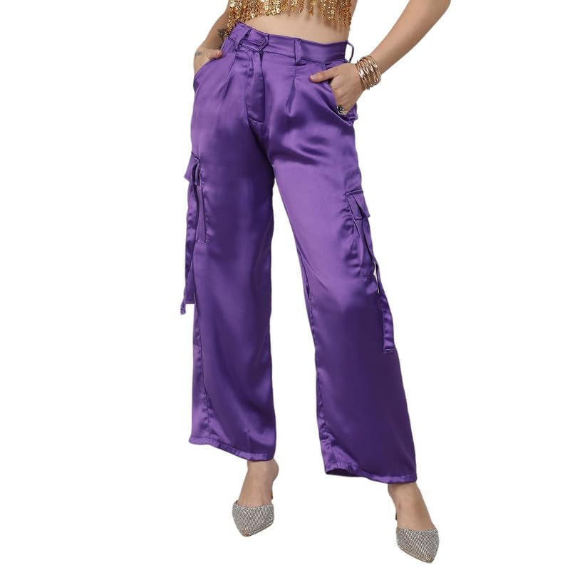 Image of PINACOLADA Women's High Rise Cargo Pants for Casual Wear | High-Rise | Cargo Pants Crafted with Comfort Fit for Everyday Wear