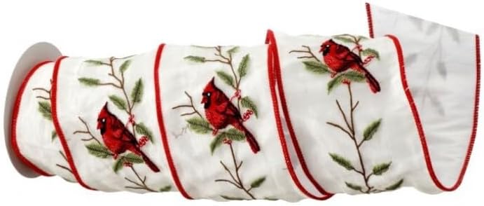 Regency International Sheer Cardinal Dupion Ribbon, 5-Yard, Red White Green