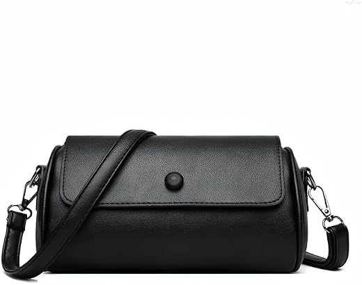 HaveGlam Small Crossbody Handbag, Faux Leather Barrel Bag with Adjustable Strap, Available in Black, Brown, Wine Red