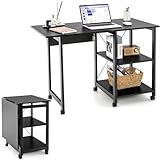 COSTWAY Klappbarer Computertisch, Moderner Schreib...