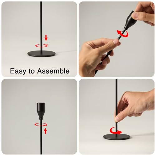 Pickood Upgraded Chrome Taper Candle Holders Set of 3 - Modern Matte Black Candlesticks (9/11/13 Inch), Weighted & Rust-Proof Metal Candle Stand for Fireplace Table Centerpiece by pickood - Image 6