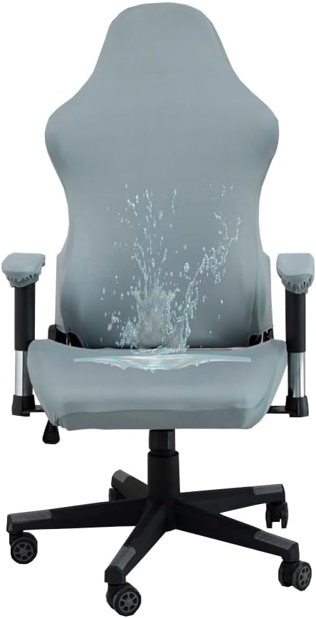Ergonomic Office Chair Slipcovers with armrest Covers Stretchy Water Repellent Covers for Adults Video Game Reclining Racing Gaming (No Chair) (Silver Grey)…