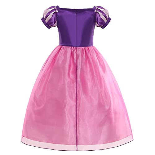 Purple Princess Dresses For Girls Toddler Costume For Girls Kids Dress Up Clothes With Accessories Birthday Cosplay Christmas (130 5-6 Years) #TOP2