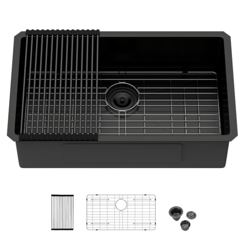 Couoko 30 Inch Matte Black Undermount Kitchen Sink