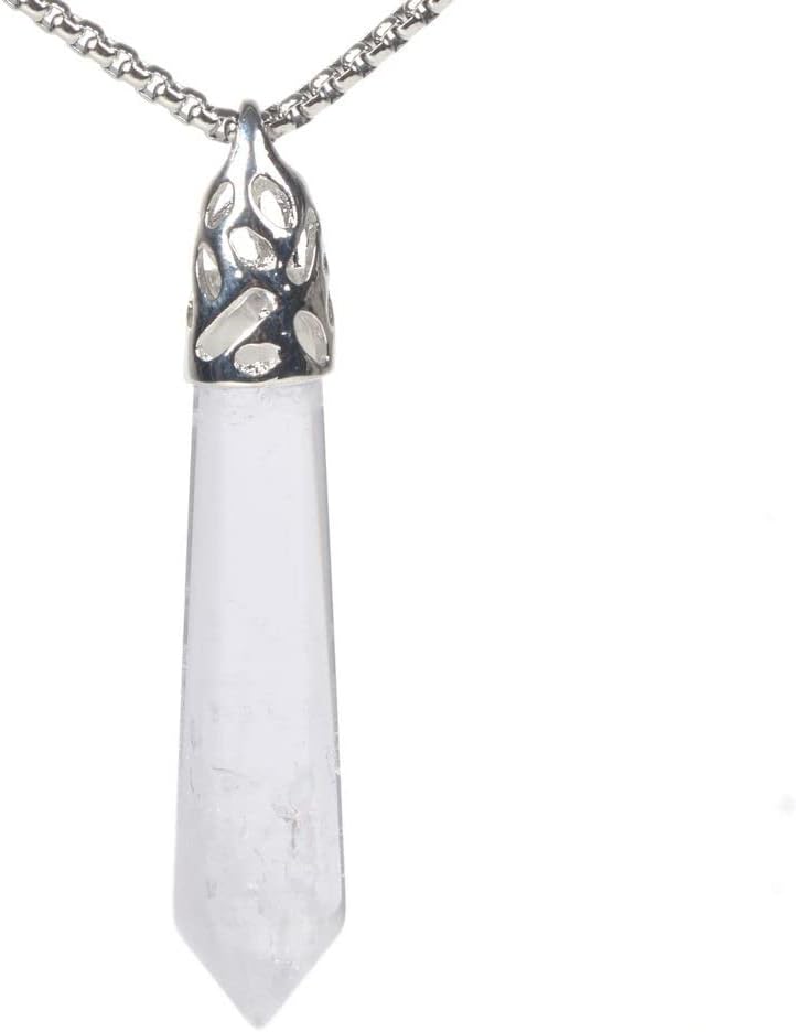 Justinstones Hexagonal Pointed Reiki Chakra Pendant Stainless Steel Chain Necklace 20 Inch Iron Gift Box