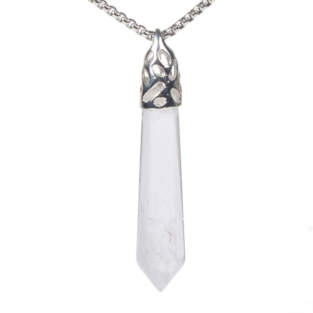 Justinstones Hexagonal Pointed Reiki Chakra Pendant Stainless Steel Chain Necklace 20 Inch Iron Gift Box - Image 2