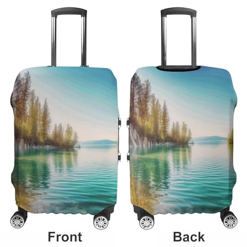 Clean Water And Lake Landscape Travel Luggage Cover Anti-scratch Suitcase Cover Elastic Suitcase Protective Cover Fits 19-32 Inch Luggage S3