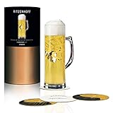 Lieferung erfolgt in einer exklusiven Geschenkverpackung, inkl. 5 passend zum Glas dekorierter Bierdeckel