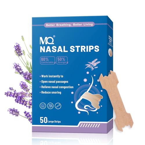 MQ 100ct Nasal Strips for Snoring Lavender Scent Nose Strips for Breathing Extra Strength Snore Strips to Open Nasal Passages, Relieve Nasal Congestion