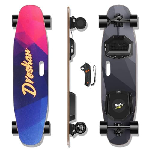 DresKar Electric Skateboard 22MPH Top Speed 15.5 Miles Range 450w Brushless Electric Longboard Motor with Wireless Remote 7 Layer Maple Deck Max Load